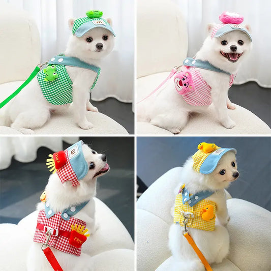 Kit Peitoral com Guia e Boné para Passeios para Cães e Gatos