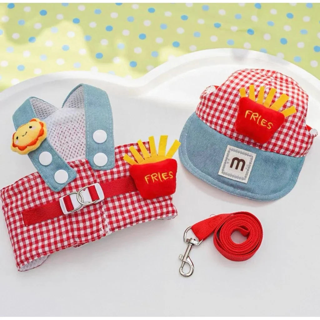 Kit Peitoral com Guia e  Boné para Passeios para Cães e Gatos
