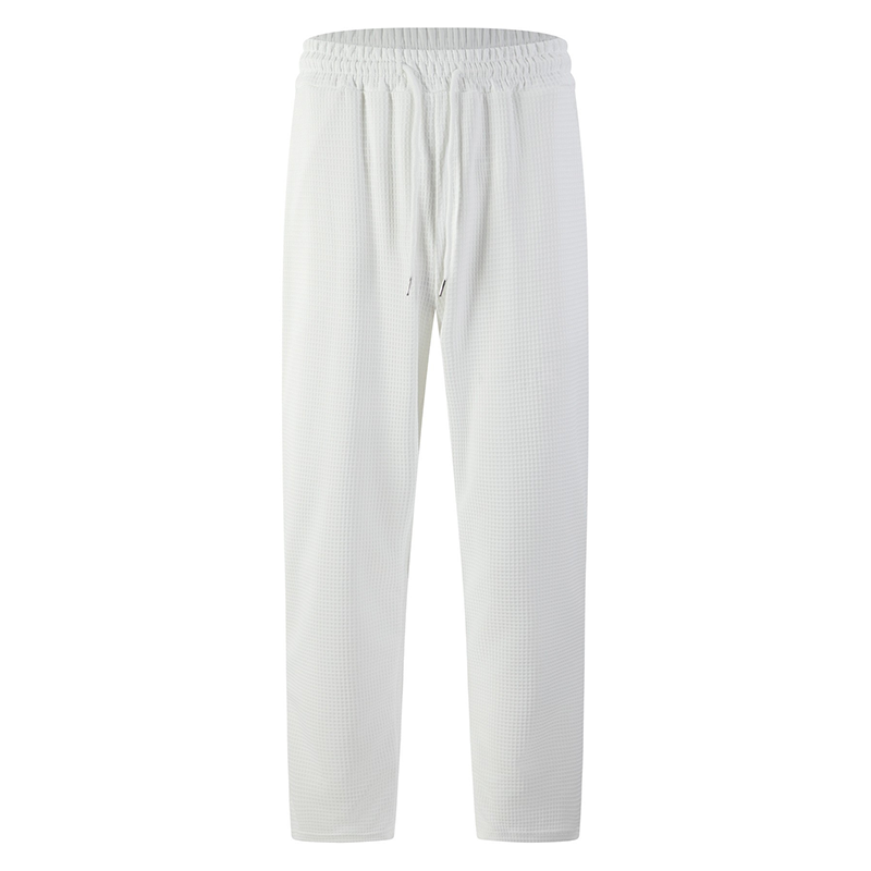 Men’s Waffle-Knit Drawstring Straight-Leg Pants
