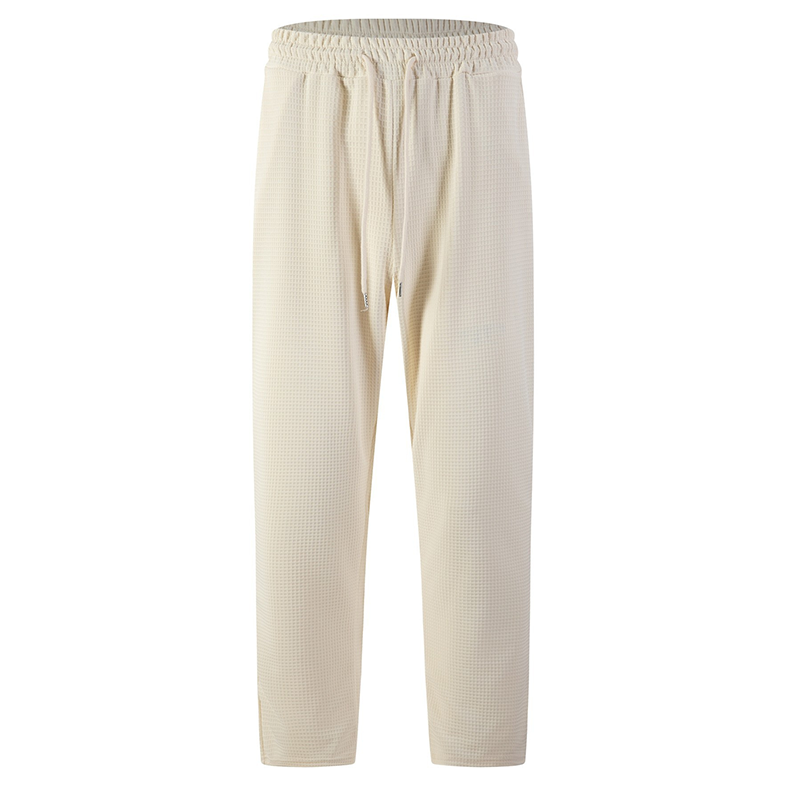 Men’s Waffle-Knit Drawstring Straight-Leg Pants